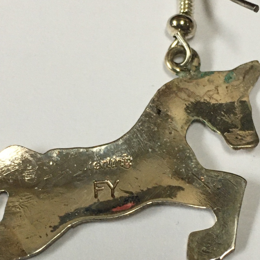 Sterling Silver Horse Earrings with French Hooks - Picture 2 of 2